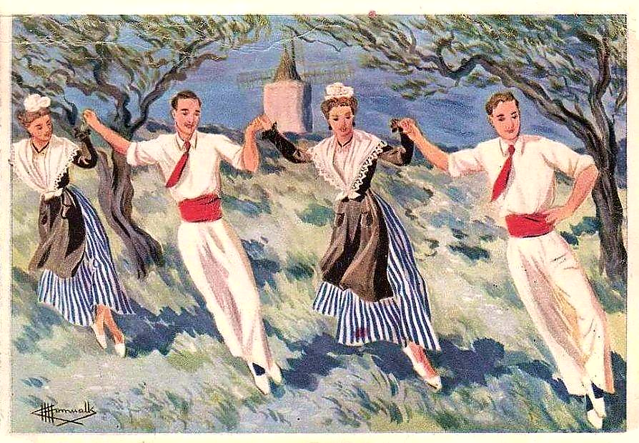 Danse : La farandole (carte postale : Charles HOMUALK)