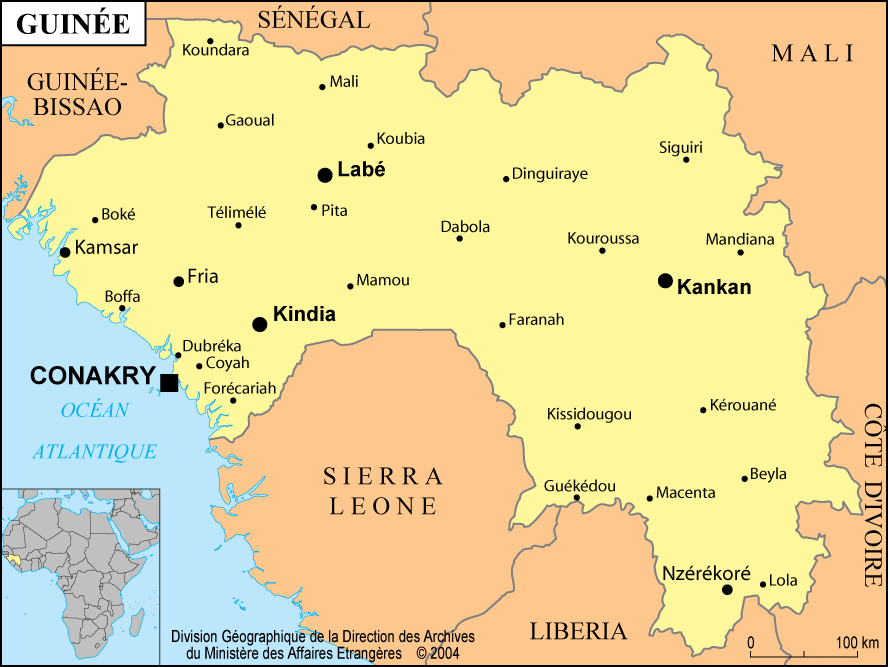 Carte de la Guinée. Copyright : www.diplomatie.gouv.fr
